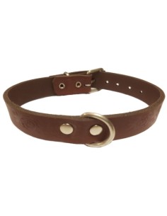 COLLAR CUERO GRABADO MARRON TRIVAL 25x2cm