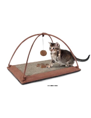 MOQUETA RASCADOR PARA GATOS,con un juego suspendido.