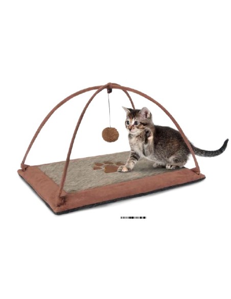 MOQUETA RASCADOR PARA GATOS,con un juego suspendido.