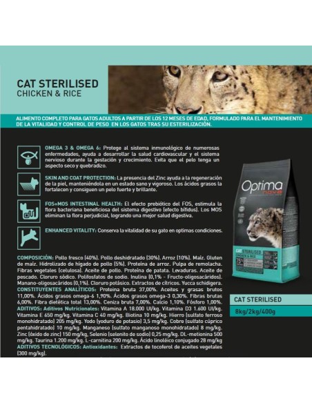 OPTIMA NOVA CAT STERILISED 6 KG.