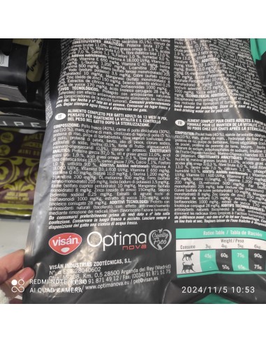 OPTIMA NOVA CAT STERILISED 6 KG.