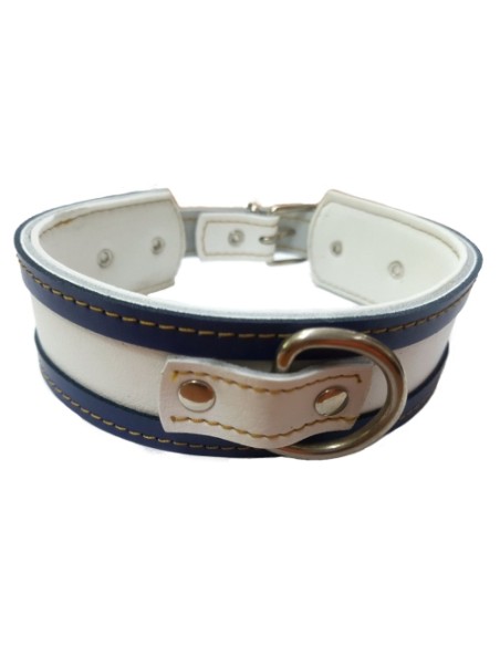 COLLAR GALGO AZUL BORDE NATURAL 40X4CM