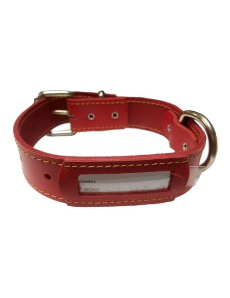 COLLAR CUERO BUZON ROJO 40x3cm