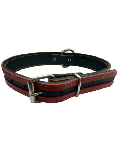 COLLAR CUERO VIA MARRON Y BEIGE 40x3cm