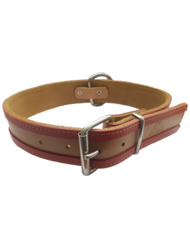 COLLAR CUERO VIA MARRON Y BEIGE 40x3cm