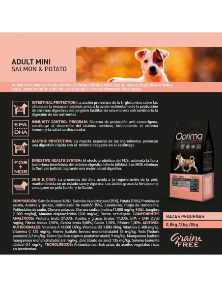 OPTIMA NOVA ADULT MINI SALMON&PATATA 800 Gr. OPTIMA NOVA ADULT MINI SALMON&PATATA 800 Gr.