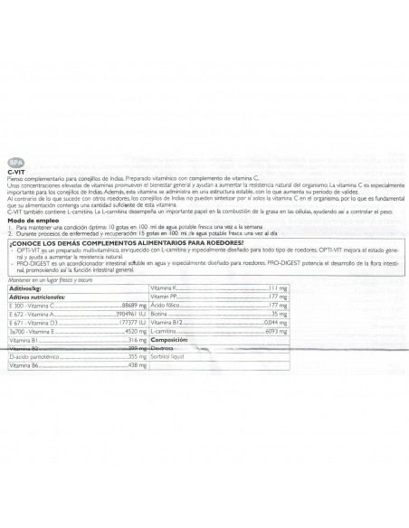 VITAMINAS ROEDORES C-VIT 50 ML. VITAMINAS ROEDORES C-VIT 50 ML.