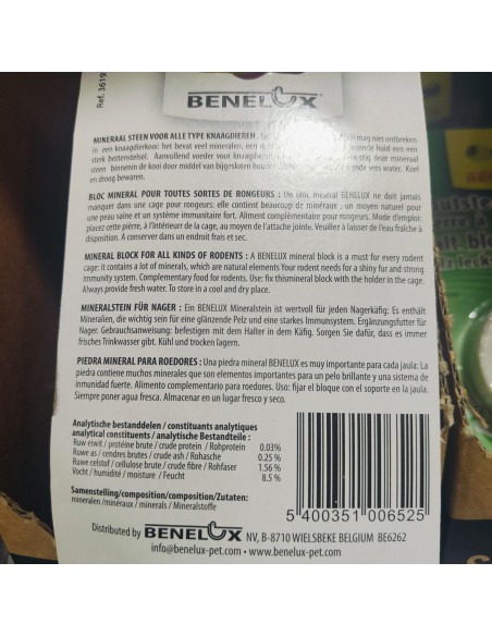 BLOQUE MINERAL ROEDORES 80gr.Benelux