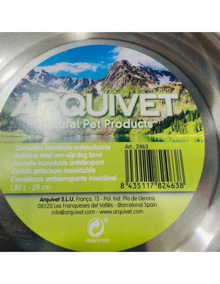 COMEDERO ACERO INOX.ANTIDESLIZANTE 25cm/ 0,90Lts.
