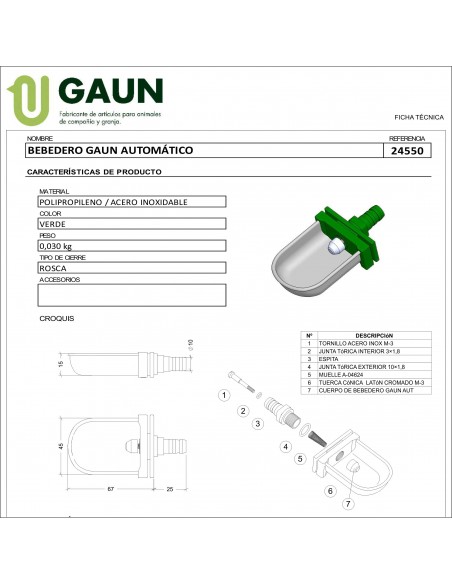 BEBEDERO GAUN AUTOMATICO