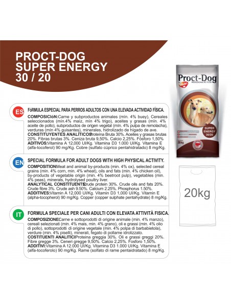 PROCT-DOG ADULT SUPER ENERGY 20 KG. PROCT-DOG ADULT SUPER ENERGY 20 KG.
