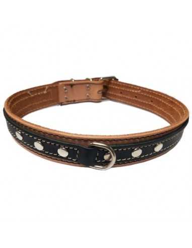 COLLAR CUERO DOBLE 30X650 NATURAL/NEGRO