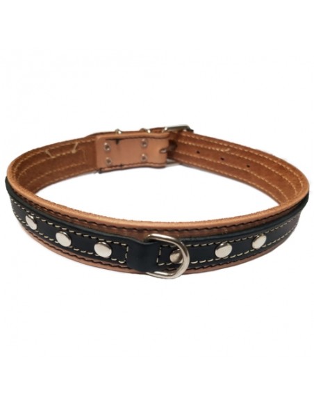 COLLAR CUERO DOBLE 30X650 NATURAL/NEGRO