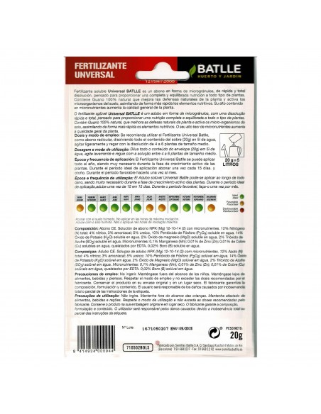 FERTILIZANTE UNIVERSAL SOBRE PARA 5 LT. FERTILIZANTE UNIVERSAL SOBRE PARA 5 LT.