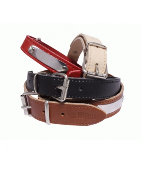 COLLAR CUERO CON PLACA 25MM.MARRON COLLAR CUERO CON PLACA 25MM.MARRON