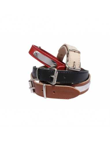 COLLAR CUERO CON PLACA 15MM 35CM.NEGRO