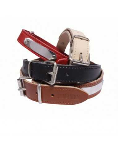 COLLAR CUERO CON PLACA 35MM 65CM.ROJO