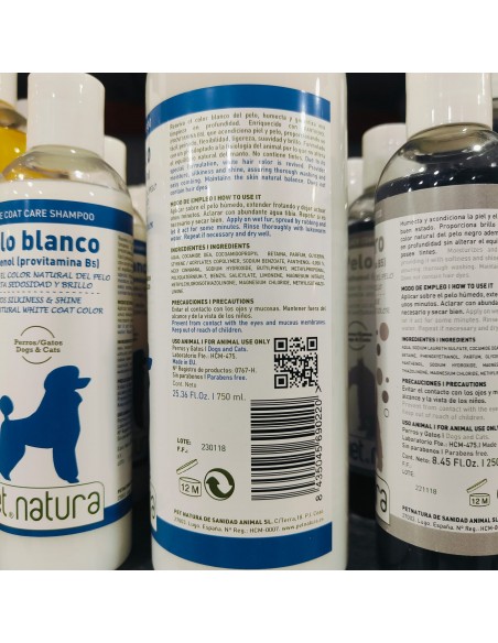 CHAMPU PELO BLANCO 750ml. PETNATURA