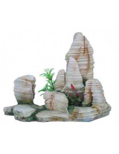 DECORACION ROCA CON PLANTA 23x12x17cm.