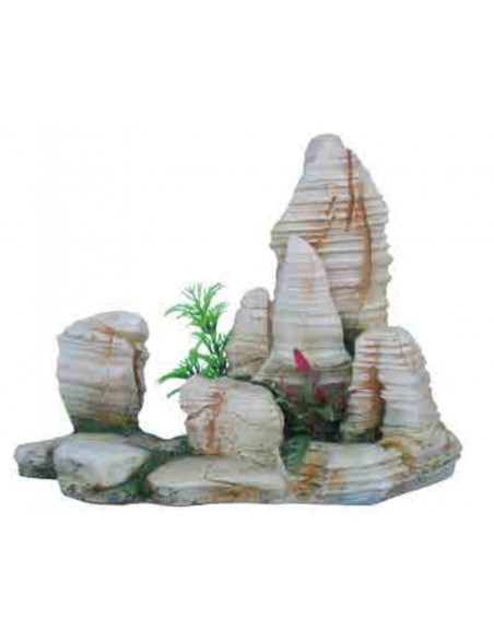 DECORACION ROCA CON PLANTA 23x12x17cm.
