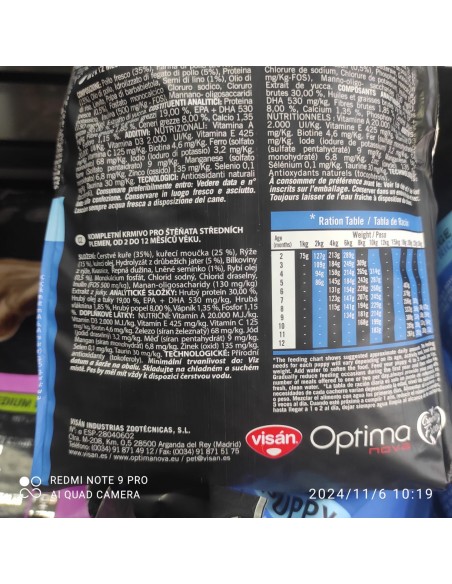 OPTIMA NOVA PUPPY MEDIUM CHICKEN 2 KG.