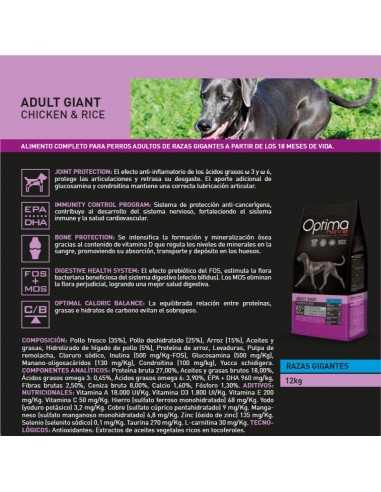 OPTIMA NOVA ADULT GIANT POLLO ARROZ 12 KG.