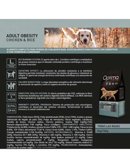 OPTIMA NOVA OBESITY POLLO ARROZ 2 KG.