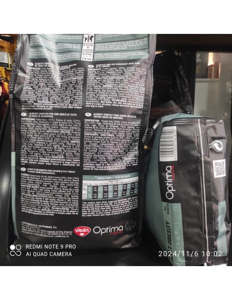 OPTIMA NOVA OBESITY POLLO ARROZ 12 KG. OPTIMA NOVA OBESITY POLLO ARROZ 12 KG.