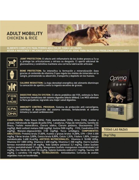 OPTIMA NOVA MOBILITY POLLO/Arroz 12 KG. OPTIMA NOVA MOBILITY POLLO/Arroz 12 KG.