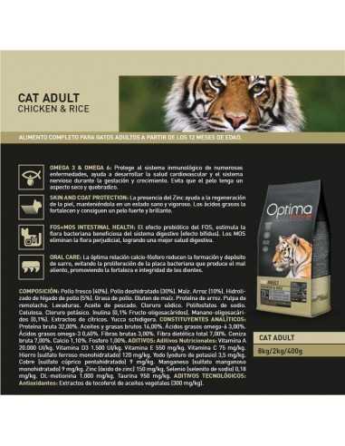 OPTIMA NOVA CAT ADULT CHICKEN RICE 2 KG.