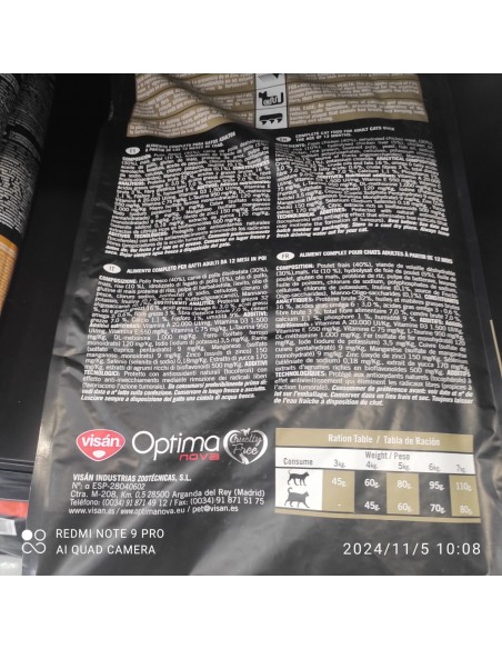 OPTIMA NOVA CAT ADULT CHICKEN RICE 2 KG. OPTIMA NOVA CAT ADULT CHICKEN RICE 2 KG.