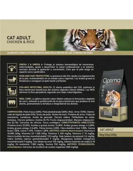 OPTIMA NOVA CAT ADULT CHIKEN RICE 8 KG.