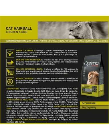 OPTIMA NOVA CAT HAIRBALL 2 KG.