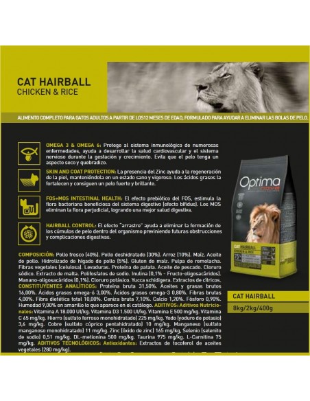 OPTIMA NOVA CAT HAIRBALL 2 KG. OPTIMA NOVA CAT HAIRBALL 2 KG.