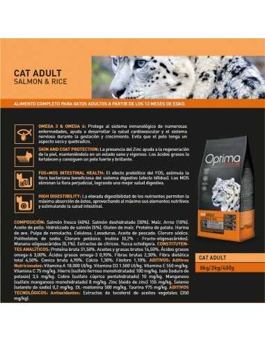 OPTIMA NOVA CAT ADULT SALMON RICE 2 KG.