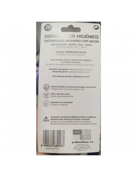 DISPENSADOR HIGIENICO 20 BOLSAS. PAW