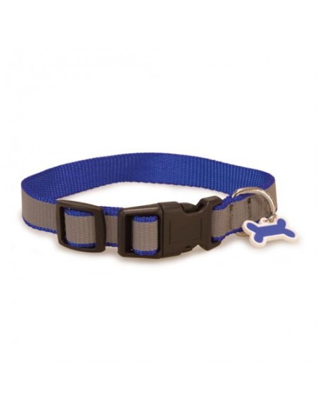 COLLAR PERRO REFLECTANTE AZUL 1,6x25/35cm.