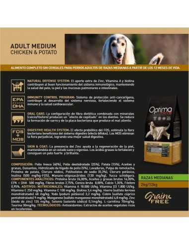 OPTIMA NOVA ADULT MEDIUM CHICKEN POTATO 12 KG.