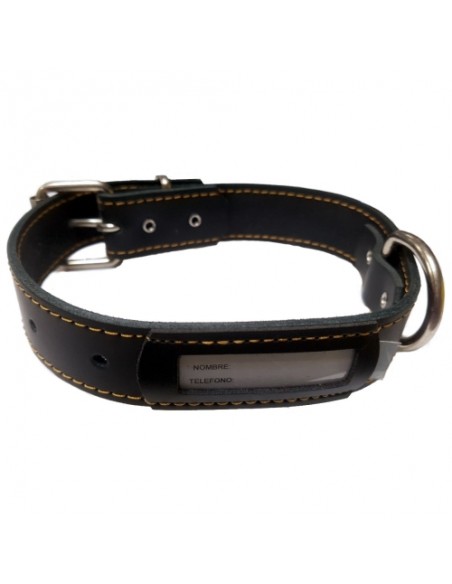 COLLAR CUERO BUZON NEGRO 50x3cm