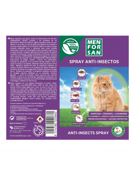 MENFORSAN SPRAY ANTI INSECTOS 250 ML.GATOS