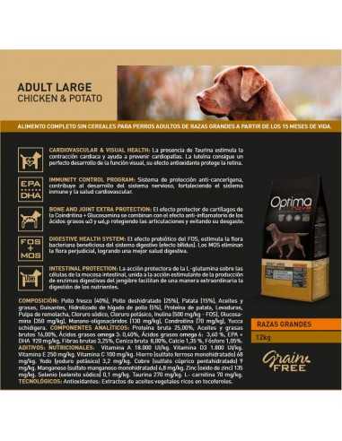 OPTIMA NOVA ADULT LARGE POLLO PATATA 12 KG.