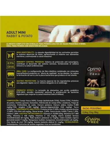 OPTIMA NOVA ADULT MINI RABBIT PATATA 8 Kg.