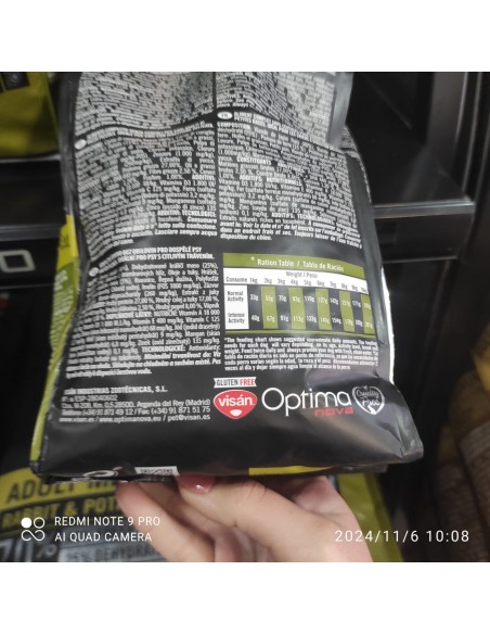 OPTIMA NOVA ADULT MINI RABBIT PATATA 8 Kg.