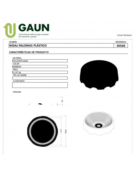 NIDO PALOMAS DE PLASTICO.GAUN
