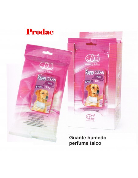 GUANTE HUMEDO PARA MASCOTAS.6 Und.Talco