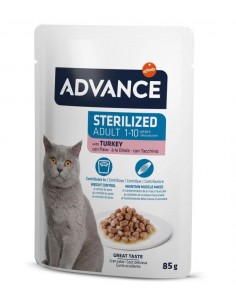 Advance Bocaditos en Salsa con Pavo 85 gr.Gatos Esterilizdos