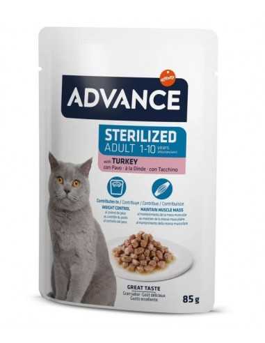 Advance Bocaditos en Salsa con Pavo 85 gr.Gatos Esterilizdos