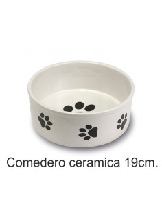COMEDERO CERAMICA HUELLAS 19 cm.