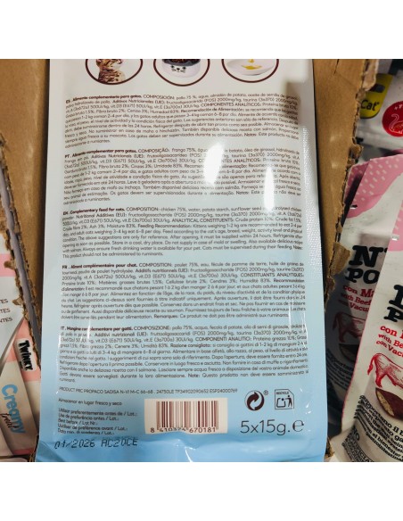 Snack CREMA con Pollo 5x15gr.Gatos