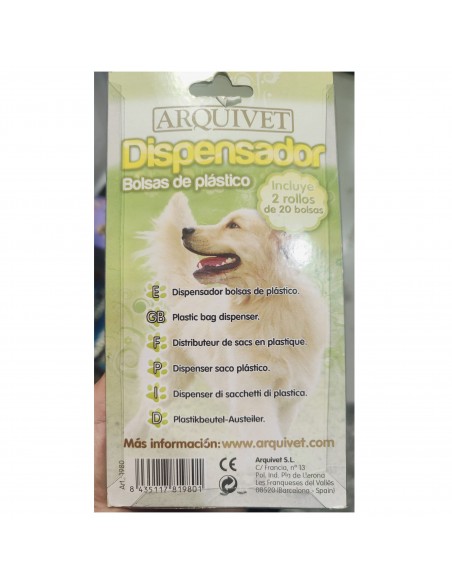 DISPENSADOR DE BOLSAS DE PLASTICO + 2 BOLSAS